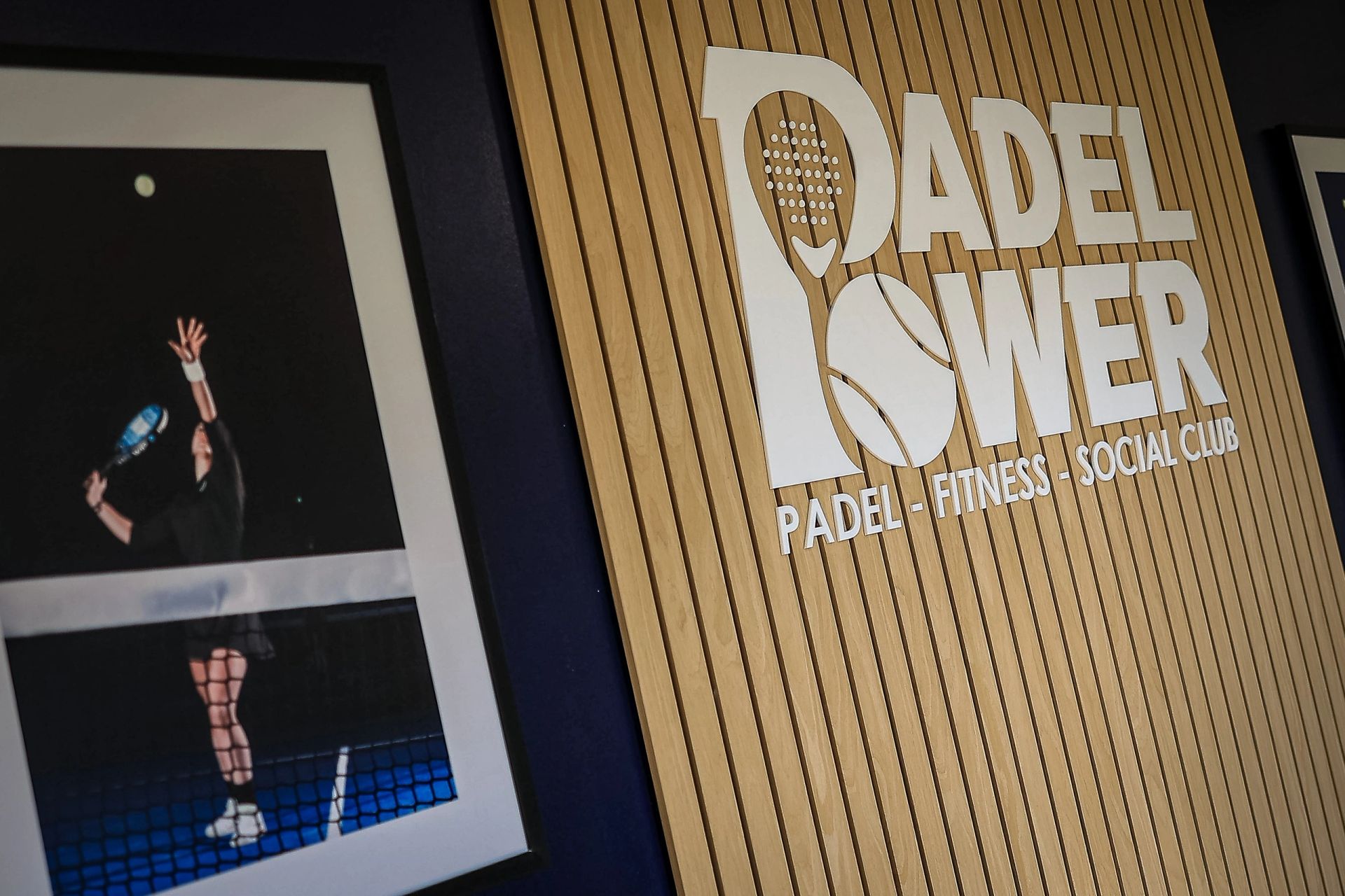 Backlit Padel Power sign at reception